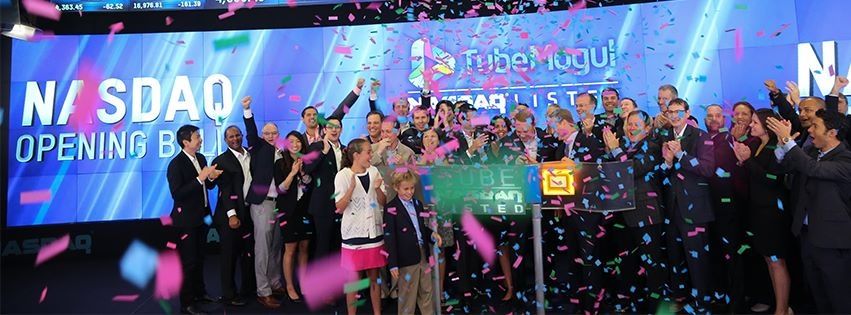 TubeMogul team ringing the NASDAQ opening bell